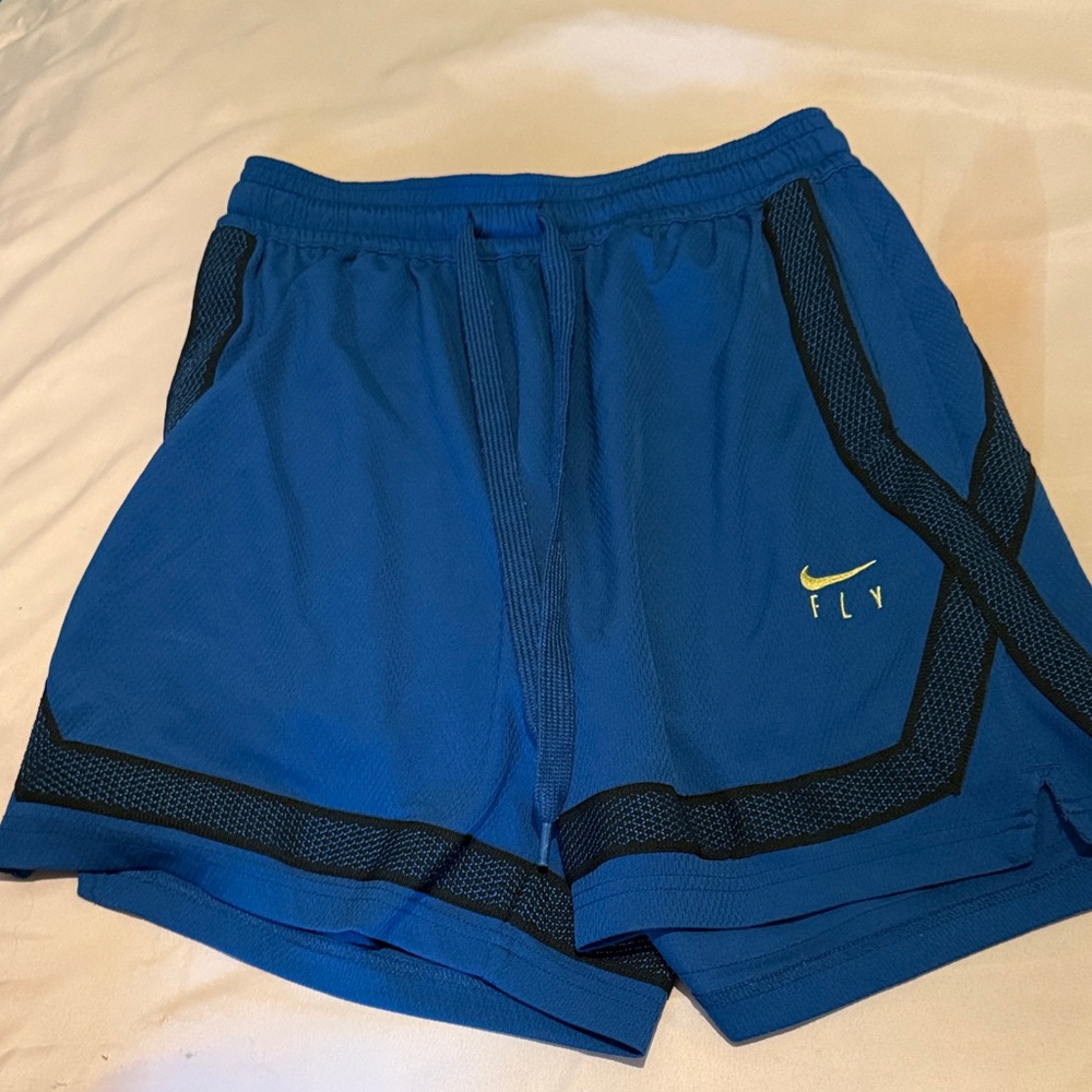 Nike Men's Blue Athletic Shorts with Black Trim